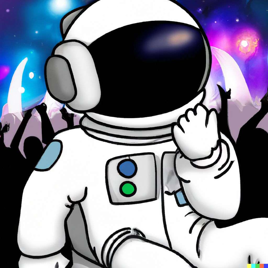 an astronaut at a music concert